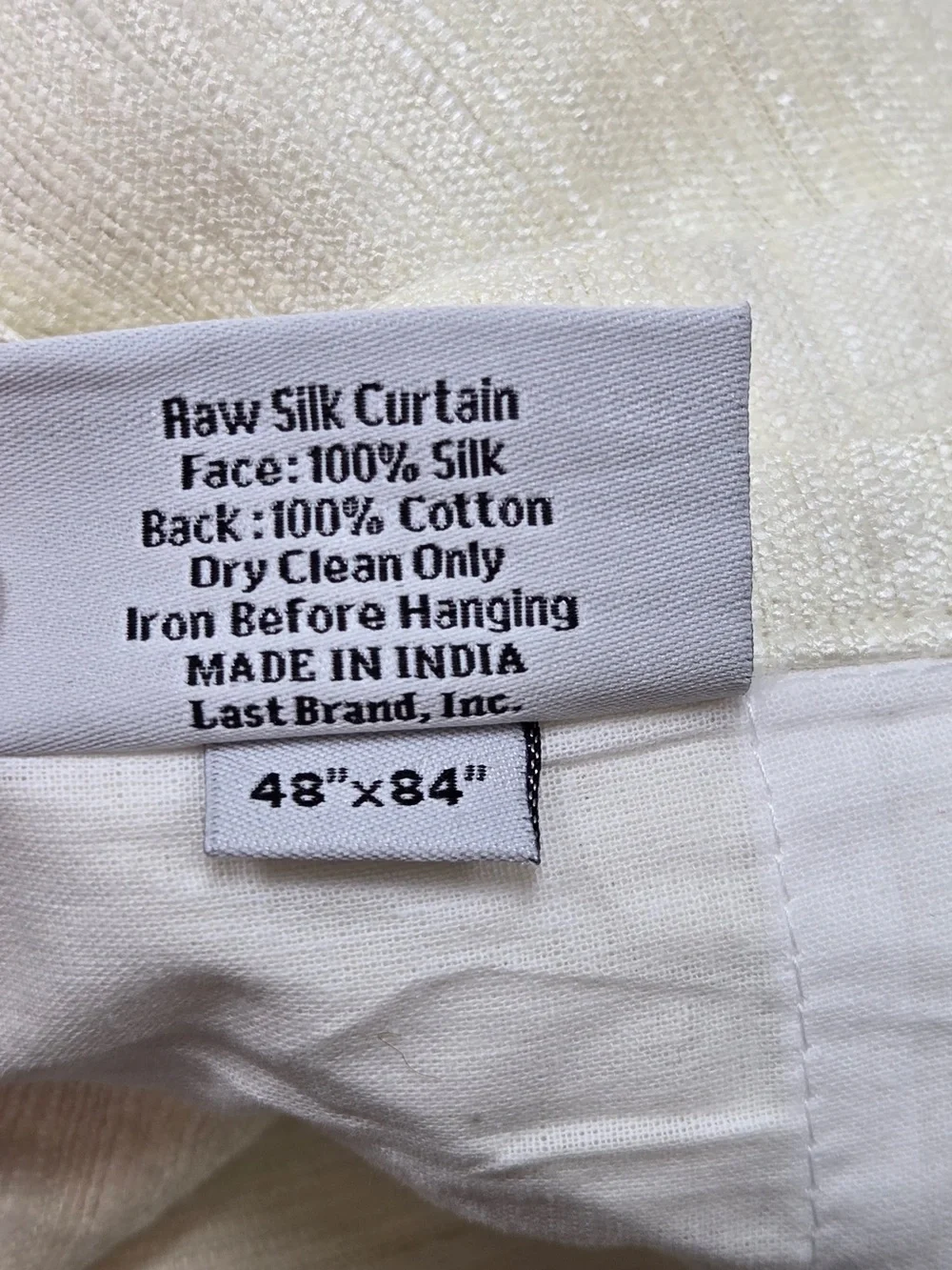 NWT QUINCE Set Of 2 48x84 Raw Silk Curtains Ivory 9027